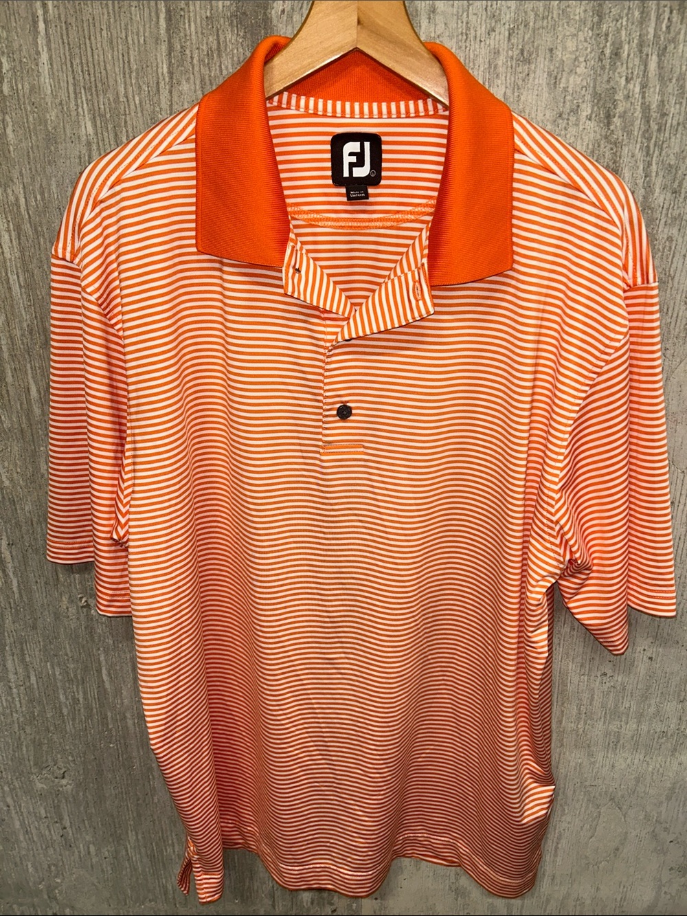 FootJoy Orange and White Striped Polo Shirt Large